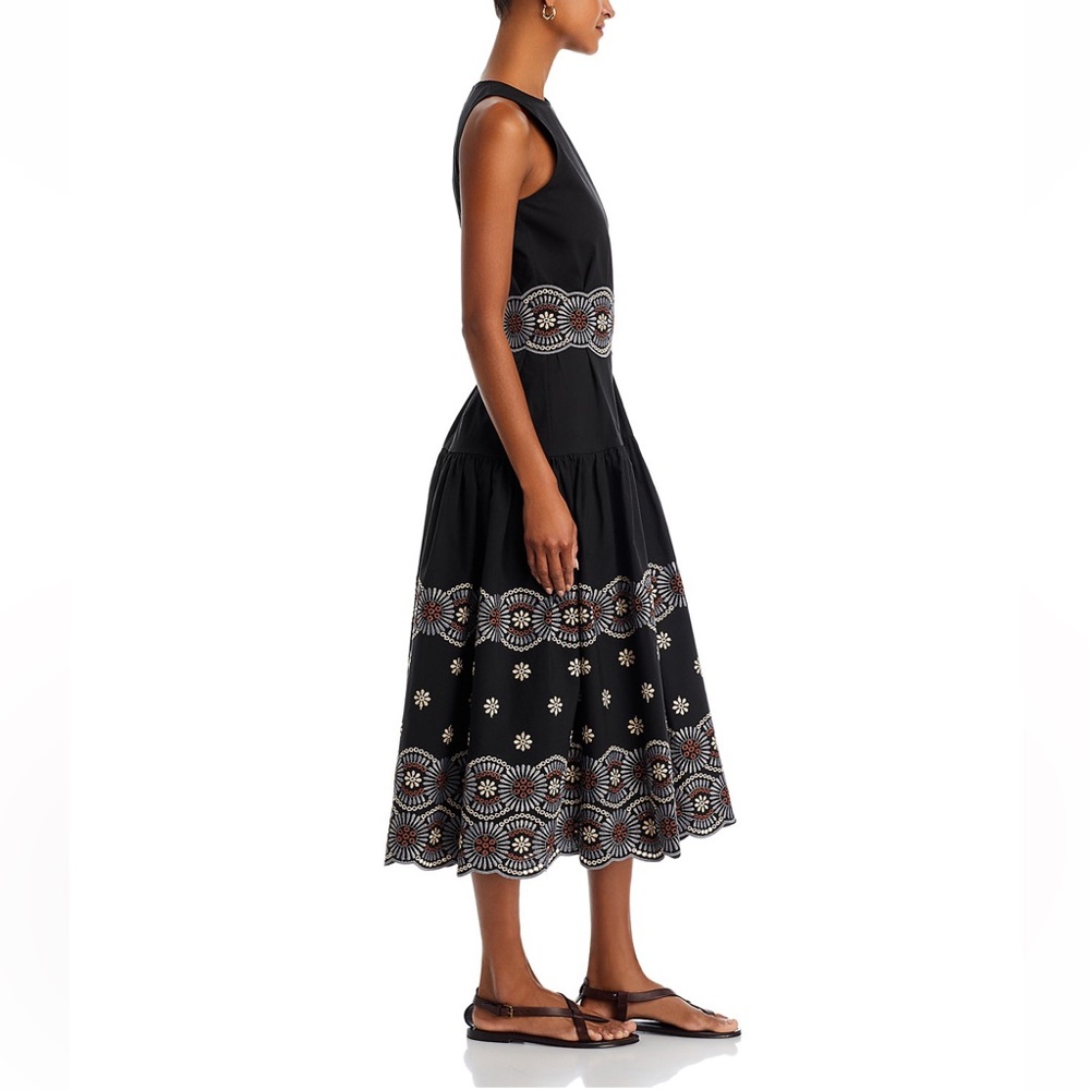 Vanessa Bruno Black Maxi Dress with White Embroidery